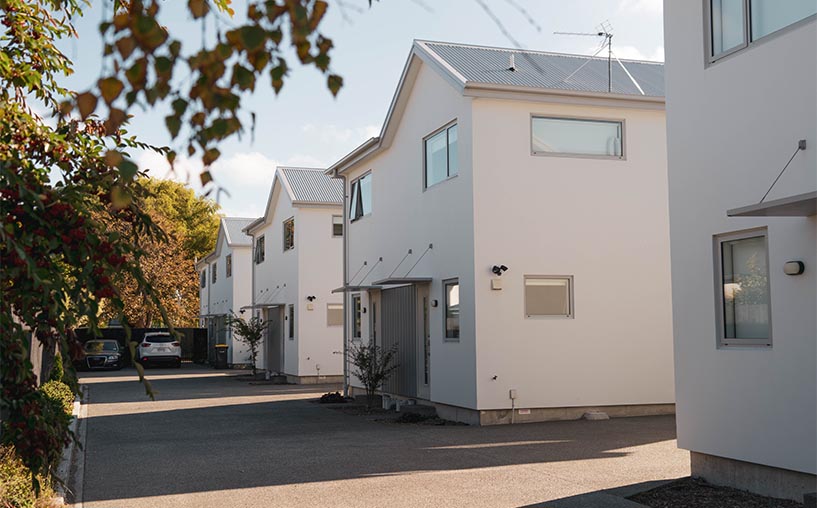 51 hills road after completion by North Ridge Living and partners on a sunny autumn afternoon showing that it was designed in mind of the suns path